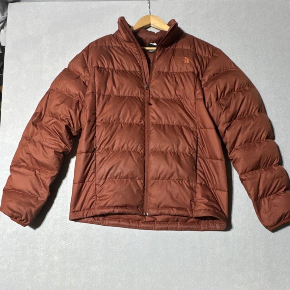The North Face Men's Brown Full Zip Puffer Jacket Stand-Up Collar M Outdoor